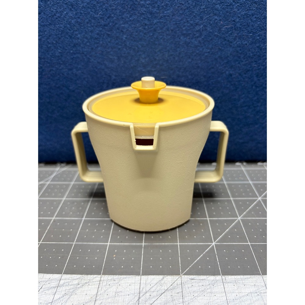 Tupperware Sugar Bowl Creamer Yellow 1415 8 Dual Handle Retro Kitchenware